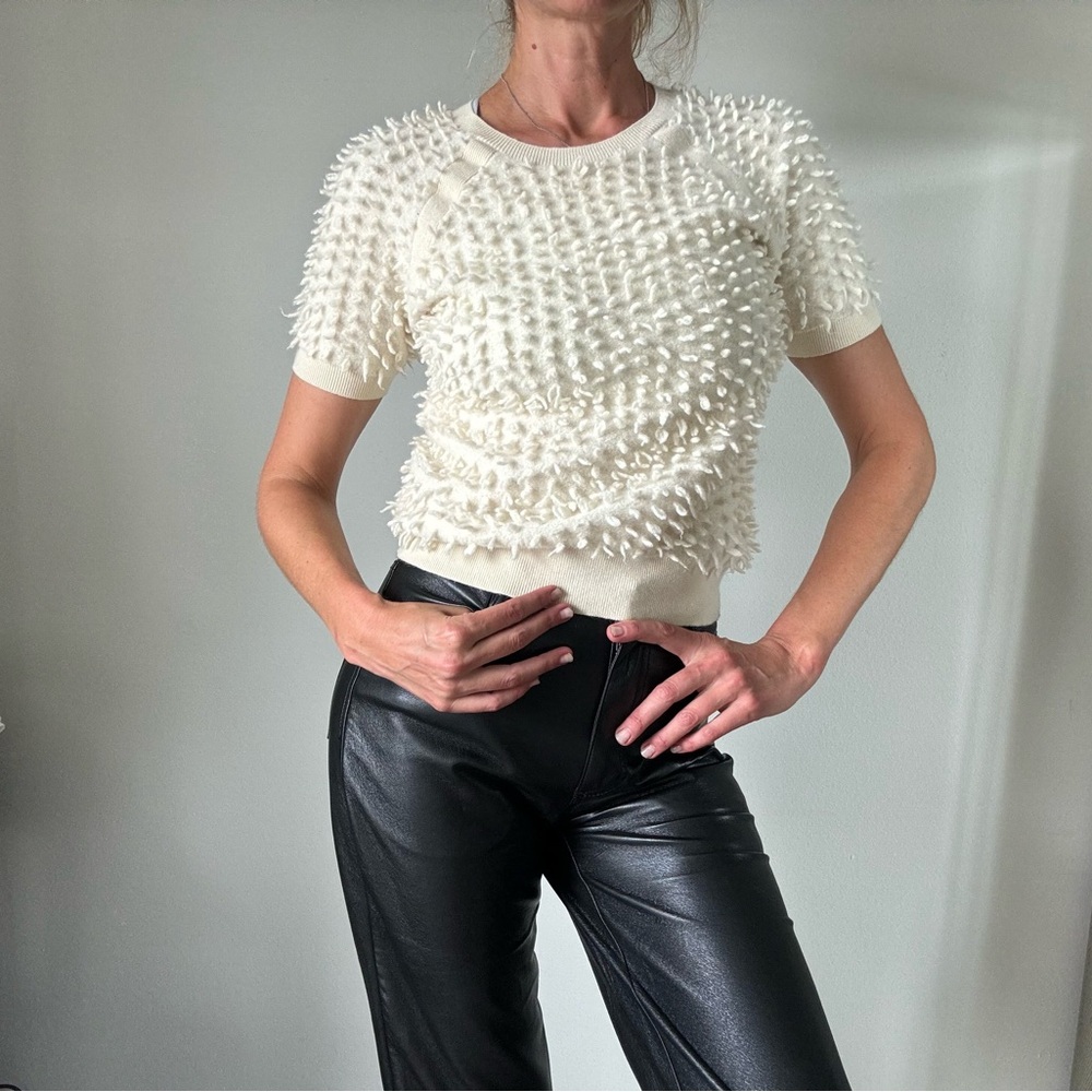 Anthropology Maeve Scottie Textured  wool Sweater Tee, size Small - Picture 12 of 12